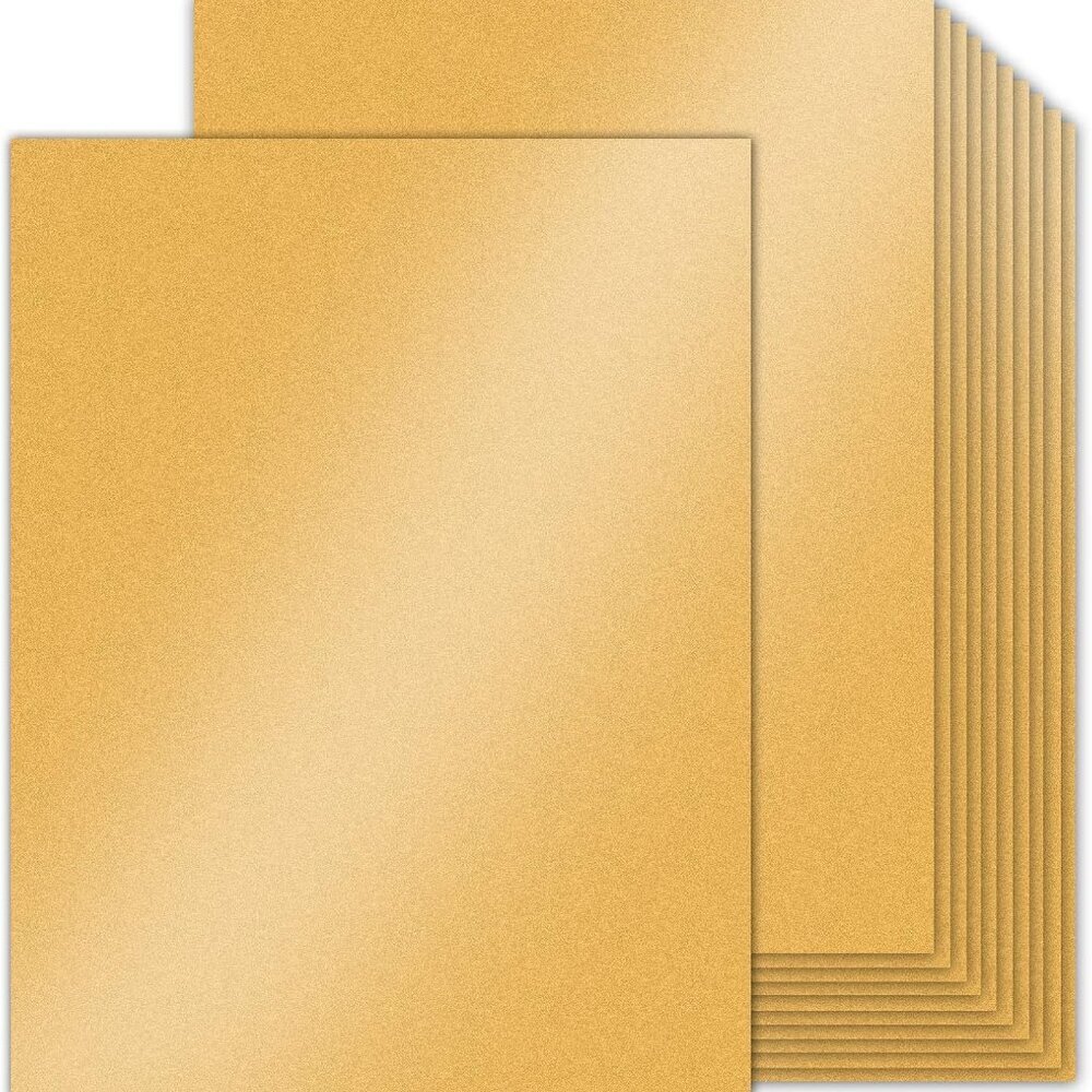 24 Sheets Gold Shimmer Cardstock 8.5 x 11 Metallic Paper, 80lb Card Stock Pearle
